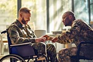 Two disabled veterans talking about how they can receives SSDI benefits. 