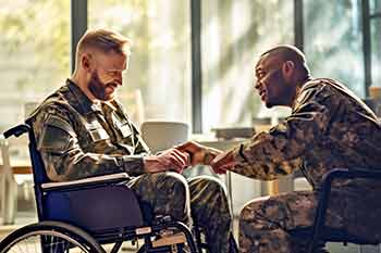 Two disabled veterans talking about how they can receives SSDI benefits.